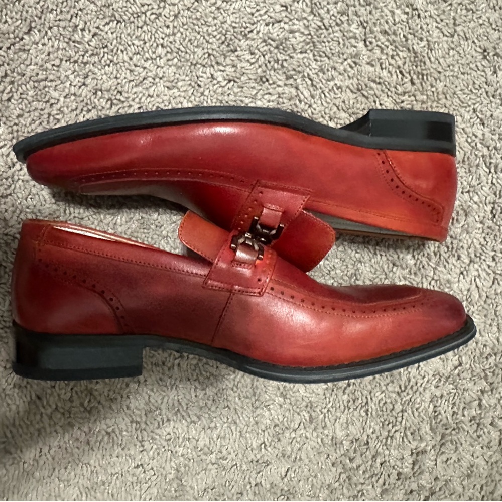 Men's Red Leather Loafers